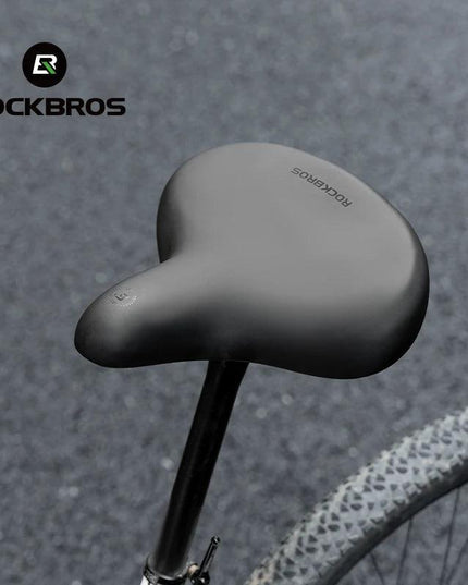 ROCKBROS Bicycle Saddle PVC Leather Comfortable Bike Seat Soft Shock Absorption Oversize Water-Resistant Cycling Cushion