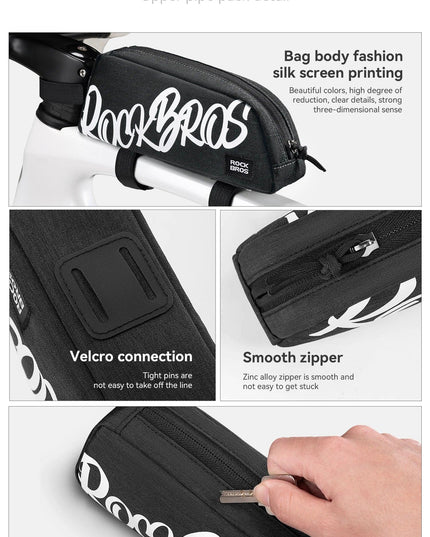 ROCKBROS Waterproof Bicycle Top Tube Bag Lightweight Bike Frame Pack Durable Cycling Storage Bag for Mountain and Road Bikes