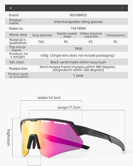 ROCKBROS Bike Glasses Polarized Men Women Bicycle Glasses 4Lens MTB Road Cycling Eyewear Glasses With Myopia Frame Sunglasses