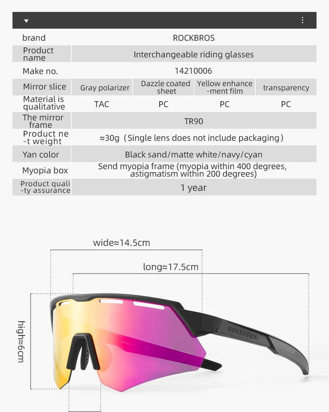 ROCKBROS Bike Glasses Polarized Men Women Bicycle Glasses 4Lens MTB Road Cycling Eyewear Glasses With Myopia Frame Sunglasses