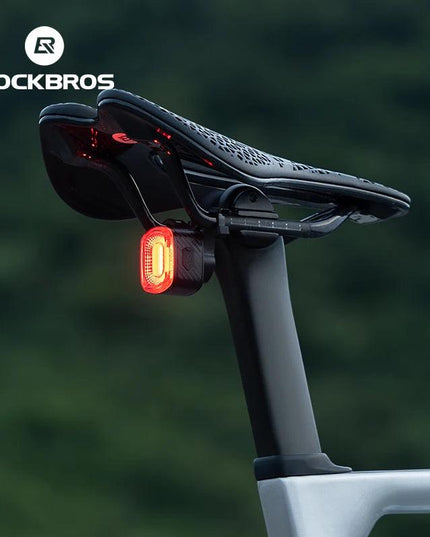 ROCKBROS Bicycle Tail Light Same Frequency Induction Brake Taillight IPX6 Waterproof Light Type-C Night Riding Warning Light