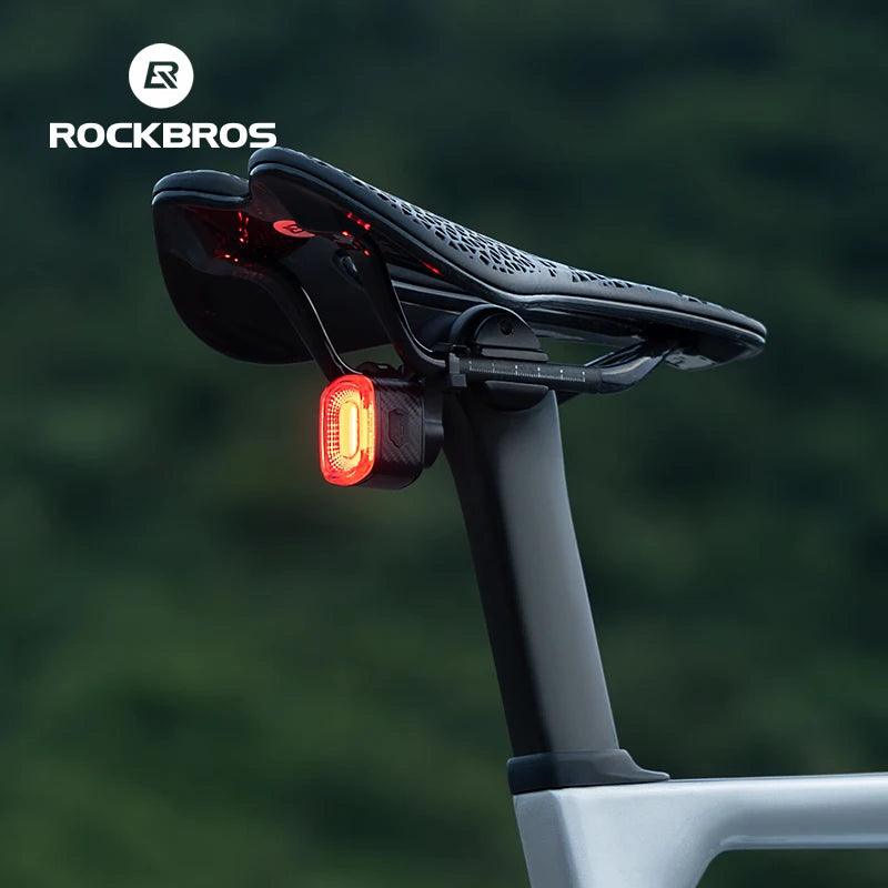 ROCKBROS Bicycle Tail Light Same Frequency Induction Brake Taillight IPX6 Waterproof Light Type-C Night Riding Warning Light