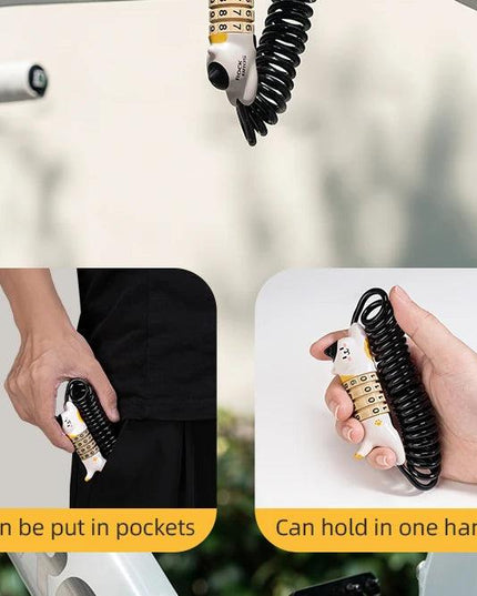 ROCKBROS Creative Bike Lock Ultra-Light Cute Cat Password Helmet Lock Steel Cable Bike Lock Anti Theft Bike Accessories MTB Road
