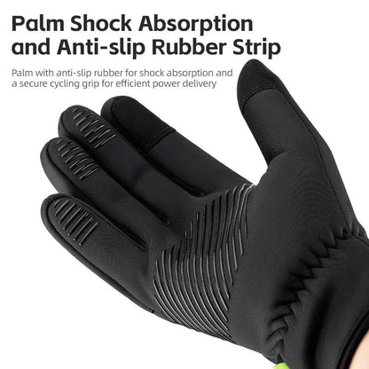 ROCKBROS Warm Bicycle Gloves Outdoor Touch Screen Winter Gloves Windproof Motorcycle Scooter Ski Anti-slip Thermal Bike Glove