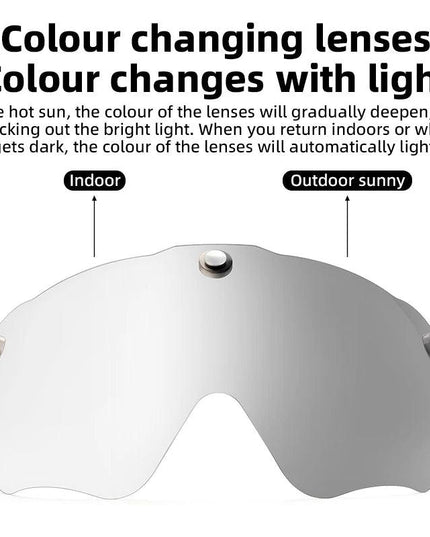 ROCKBROS Bike Helmet Lightweight Breathable Helmet PC+EPS with Photochromic Lens Wind-breaking Brim Safety Cycling Helmet