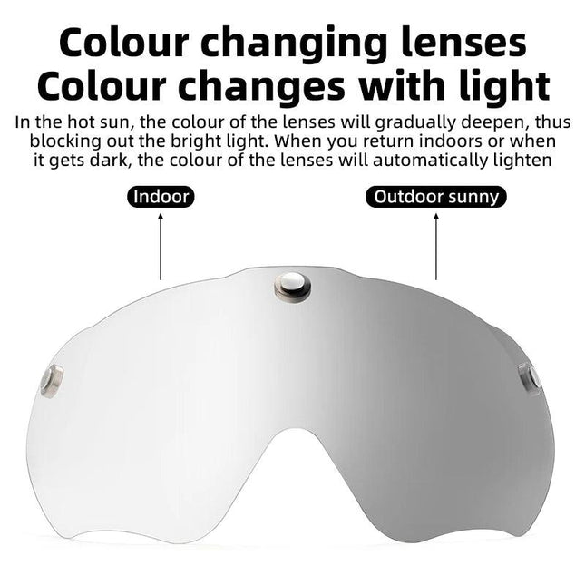 ROCKBROS Bike Helmet Lightweight Breathable Helmet PC+EPS with Photochromic Lens Wind-breaking Brim Safety Cycling Helmet
