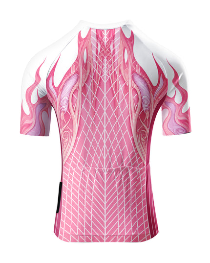 ROCKBROS Women's Pink Flame Geometric Cycling Jersey