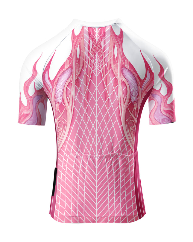 ROCKBROS Women's Pink Flame Geometric Cycling Jersey
