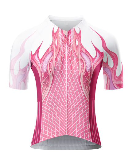 ROCKBROS Women's Pink Flame Geometric Cycling Jersey
