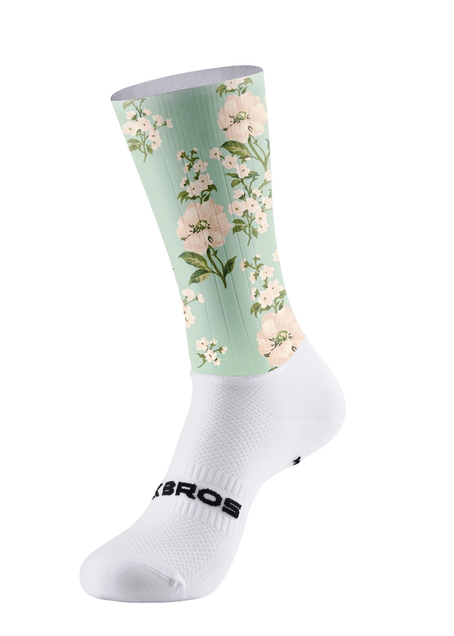 ROCKBROS Men's Vintage Mint Green Floral Print Short Sleeve Cycling Jersey