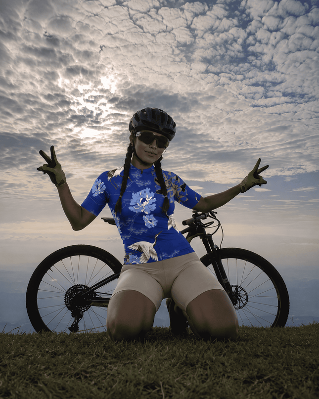 ROCKBROS Women's Crane Peony Short-Sleeve Cycling Jersey