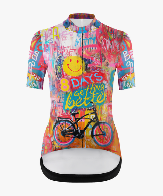 Women's Cycling jersey in colorful graffiti style