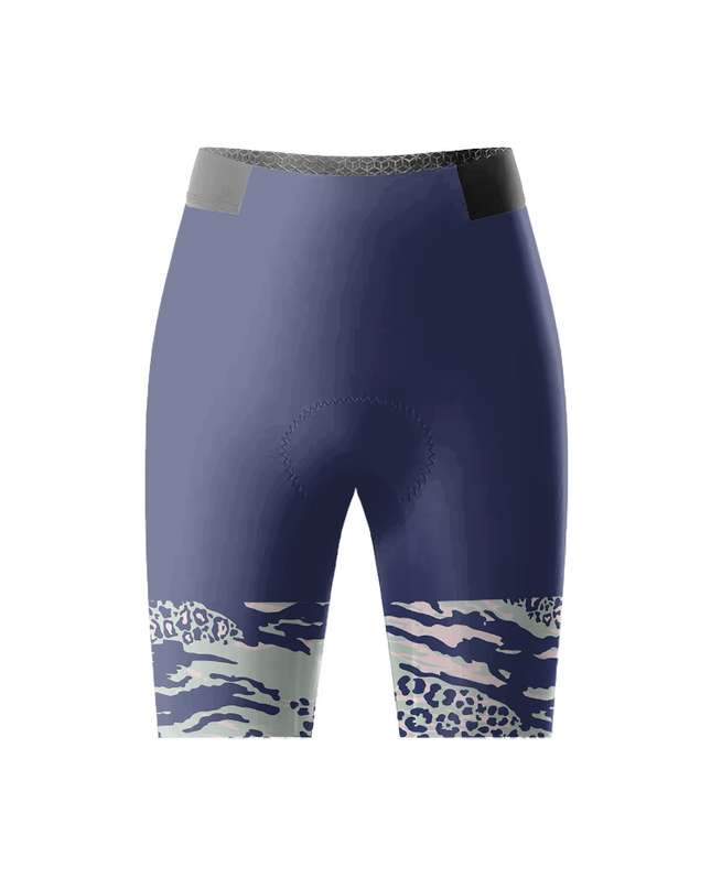 ROCKBROS Women's Mixed Animal Print Sage Green & Navy Padded Cycling Shorts