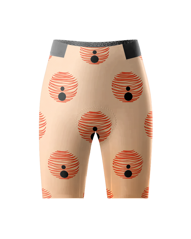 ROCKBROS Women's Retro Abstract Red Swirl Dot Print Short Sleeve Cycling Set