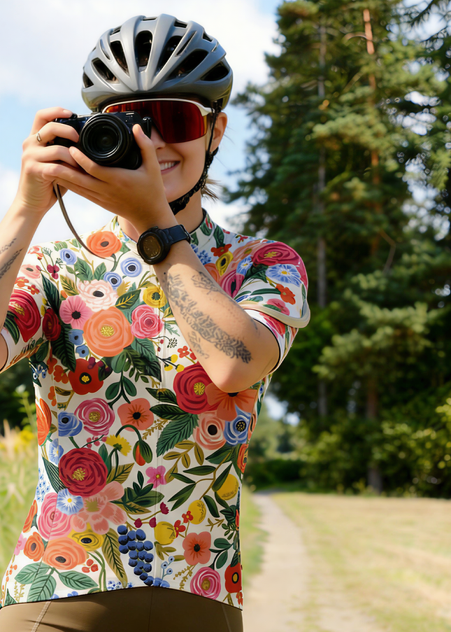 RockBros Women's "Spring Bloom" Vintage Botanical Art Pro Aero Jersey