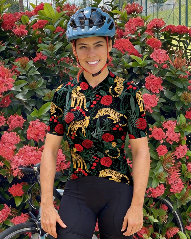 ROCKBROS Women's "Crimson Safari" Exotic Floral Art Pro Aero Jersey