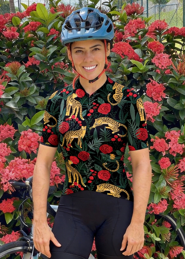 ROCKBROS Women's "Crimson Safari" Exotic Floral Art Pro Aero Jersey