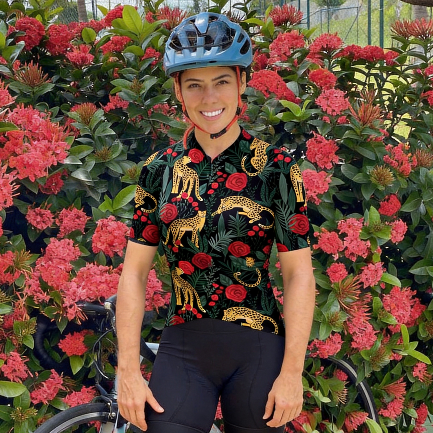 ROCKBROS Women's "Crimson Safari" Exotic Floral Art Pro Aero Jersey