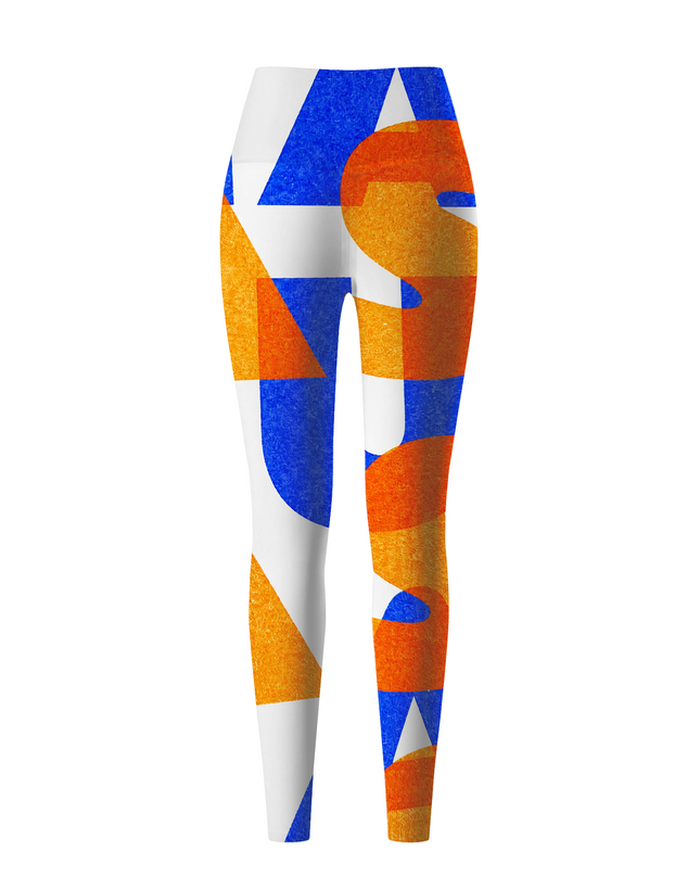 ROCKBROS Women Retro Typographic Burst Long Yoga Pants