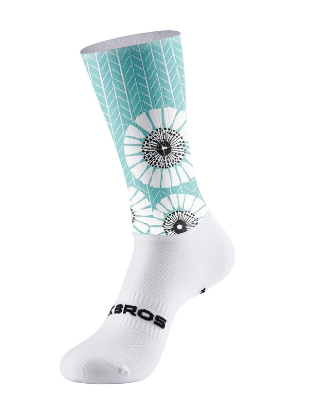 ROCKBROS Women's Teal Dandelion Chevron Print Short Sleeve Cycling Jersey