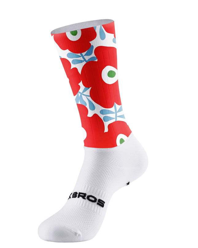 ROCKBROS Women's Red Poppy Floral Print Short Sleeve Cycling Set