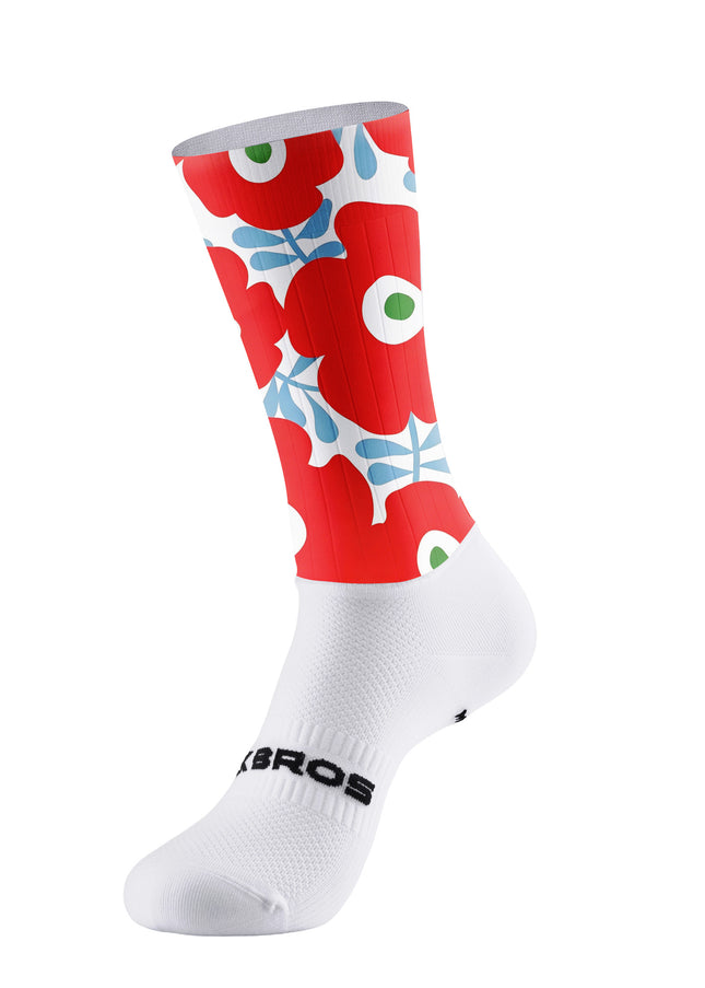 ROCKBROS Women's Red Poppy Floral Print Short Sleeve Cycling Set