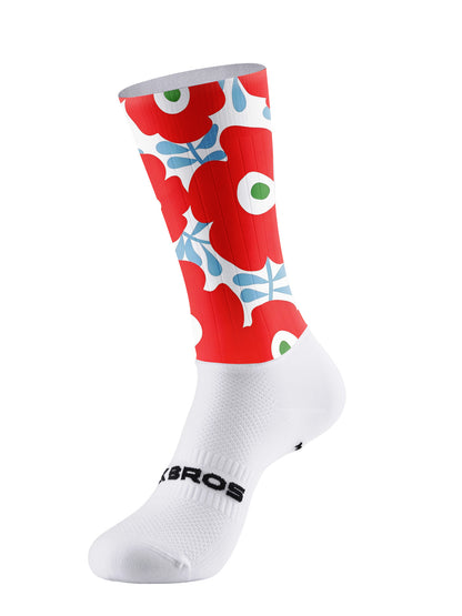 ROCKBROS Women's Red Poppy Floral Print Short Sleeve Cycling Jersey