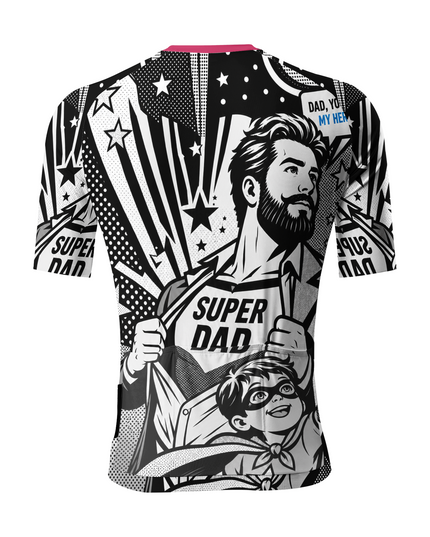 ROCKBROS Men's Super Dad Comic Hero Cycling Jersey