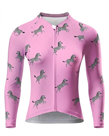 ROCKBROS Women's Pink Unicorn Print Long-Sleeve Cycling Jersey
