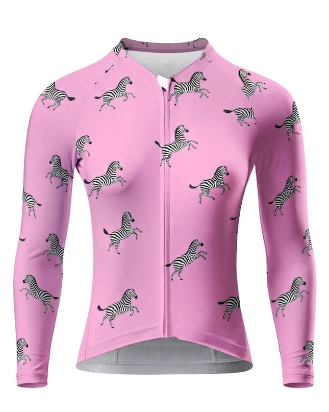 ROCKBROS Women's Pink Unicorn Print Long-Sleeve Cycling Jersey