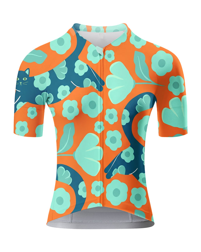 ROCKBROS Women's Cartoon Cat Floral Breathable Short Sleeve Cycling Set