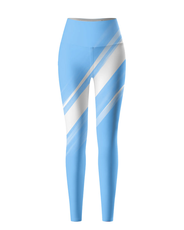 ROCKBROS Women's Aero Nautical Stripe Sky Blue White Yoga Leggings