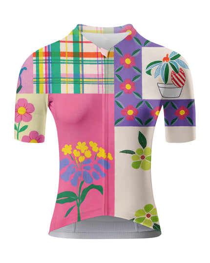 ROCKBROS Women's Retro Patchwork Floral Short Sleeve Cycling Set