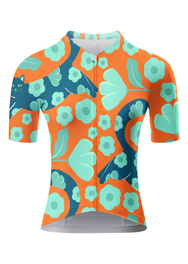 ROCKBROS Women's Cartoon Cat Floral Breathable Short Sleeve Cycling Jersey