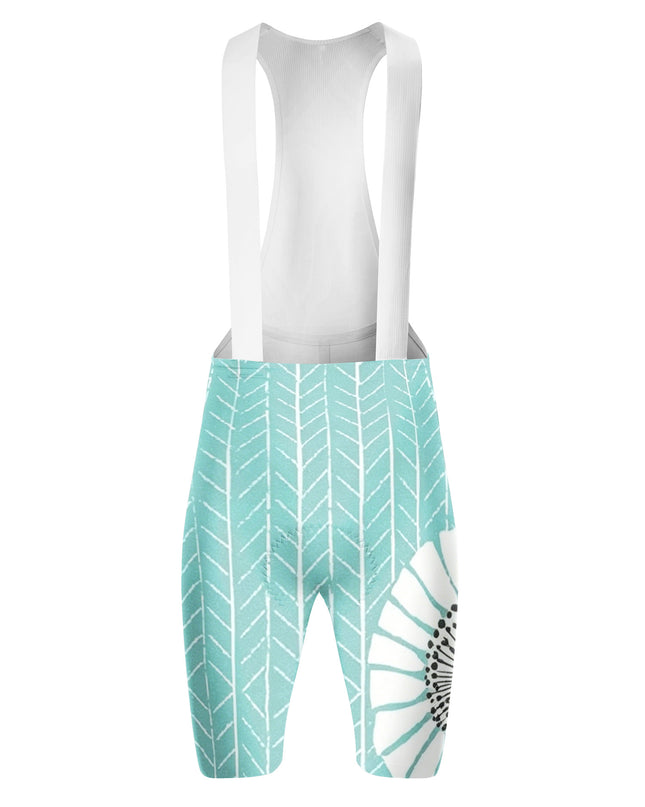 ROCKBROS Women's Teal Dandelion Chevron Print Short Sleeve Cycling Jersey