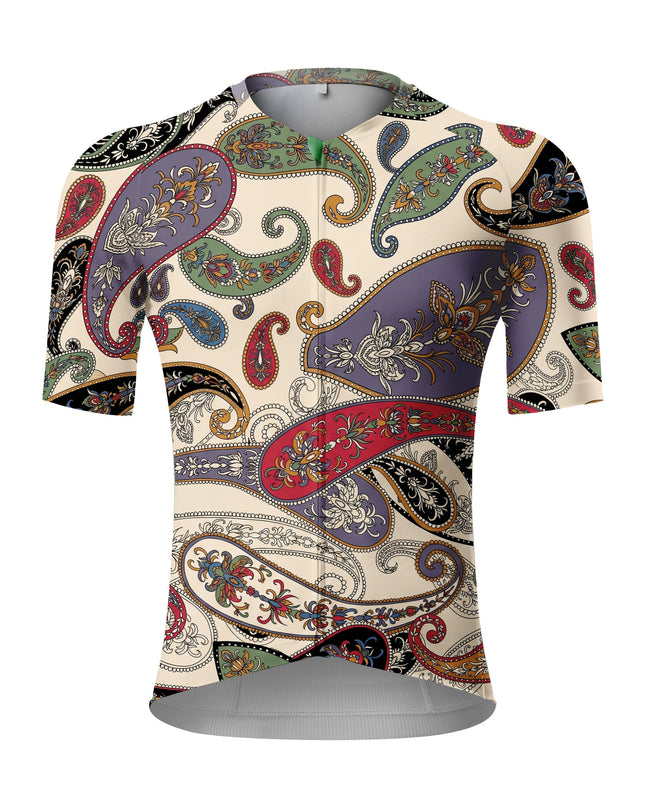 ROCKBROS Men's Vintage Paisley Print Short Sleeve Cycling Jersey