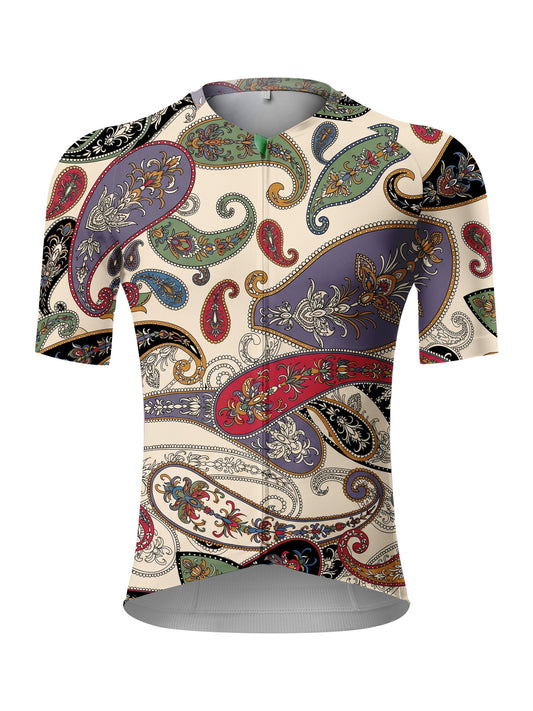 ROCKBROS Men's Vintage Paisley Print Short Sleeve Cycling Jersey