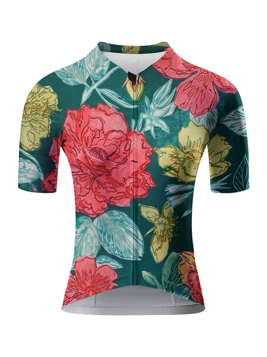 ROCKBROS Women's Dark Teal Marbleized Gold Foil Print Padded Compression Cycling Shorts