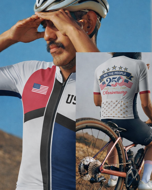 RockBros Men's Retro Graphic Modern Patriot 250 Cycling Jersey