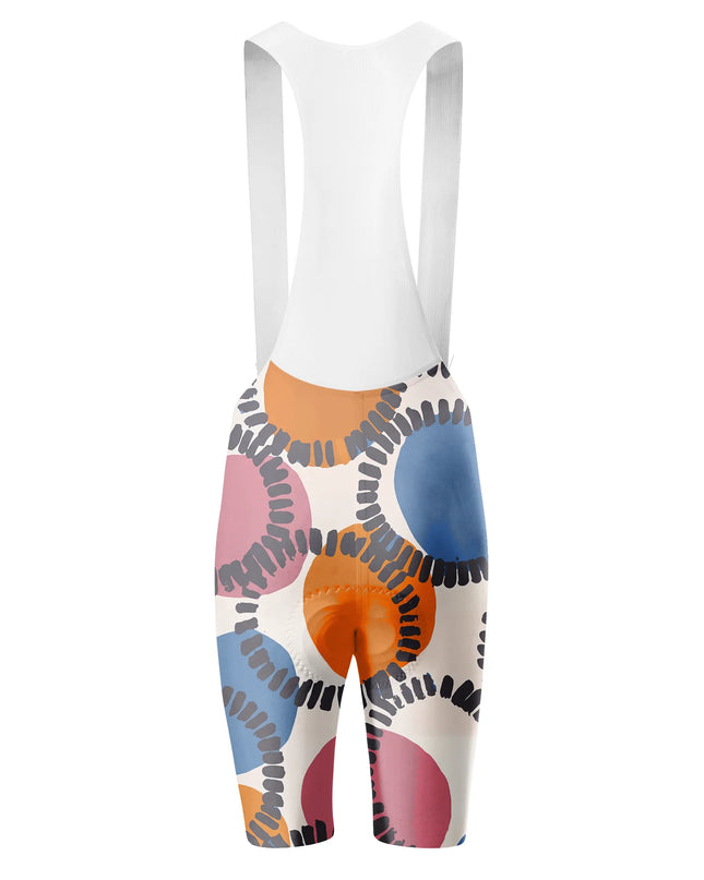 ROCKBROS Women's Retro Abstract Geometric Print Padded Bib Cycling Bibs
