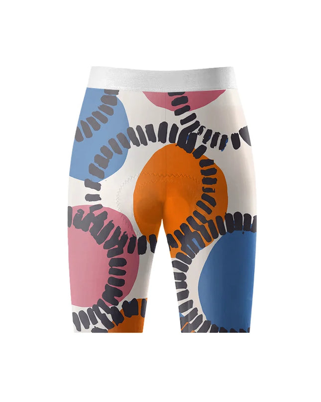 ROCKBROS Women's Retro Abstract Geometric Print Padded Bib Cycling Bibs