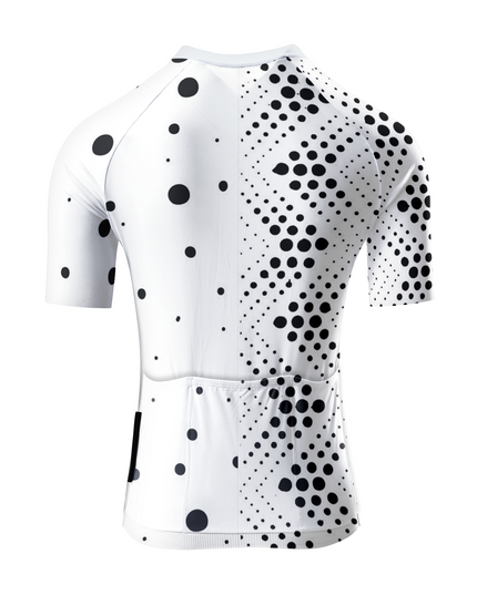 ROCKBROS Women's Modern Asymmetrical Black & White Polka Dot Cycling Jersey