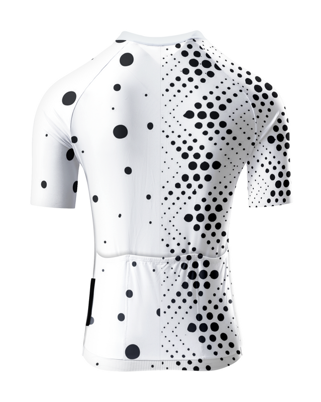 ROCKBROS Women's Modern Asymmetrical Black & White Polka Dot Cycling Jersey