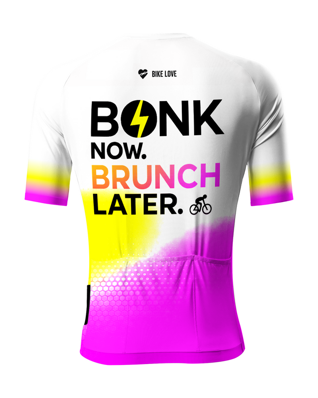 ROCKBROS Men's Yellow Pink Gradient Bike Slogan Cycling Jersey