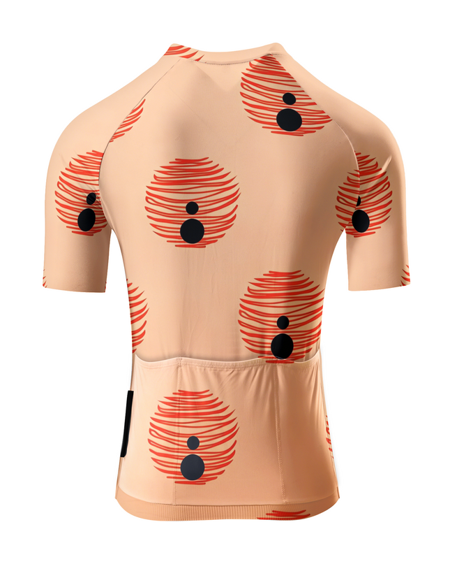 ROCKBROS Women's Retro Abstract Red Swirl Dot Print Short Sleeve Cycling Set
