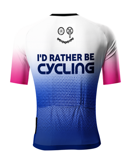 ROCKBROS Men's Pink Blue Gradient FTP Cycling Slogan Cycling Jersey