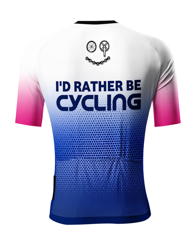 ROCKBROS Men's Pink Blue Gradient FTP Cycling Slogan Cycling Jersey