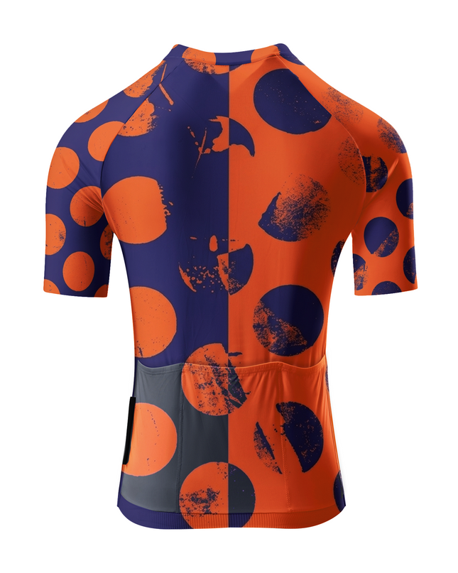 ROCKBROS Women's Bold Orange & Navy Distressed Polka Dot Cycling Set
