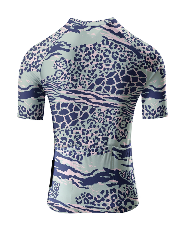 ROCKBROS Women's Mixed Animal Print Sage Green & Navy Padded Cycling Shorts