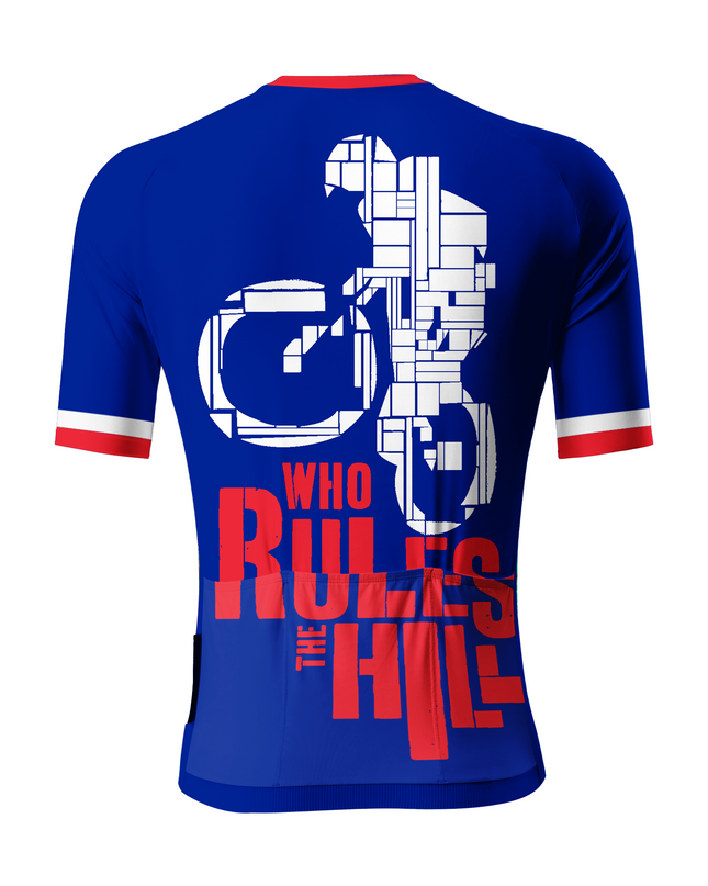 ROCKBROS Men's Red White Blue Color Block Bike Slogan Cycling Jersey